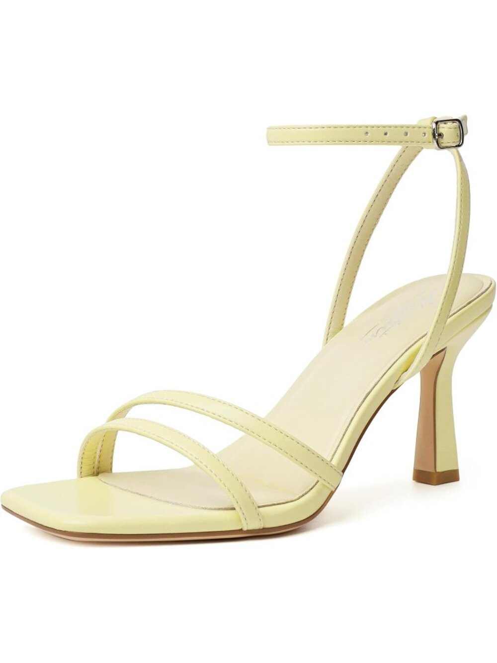 Women's Yellow Sandals Strappy Heel Ankle Strap Lace Up Square Open Toe Heels